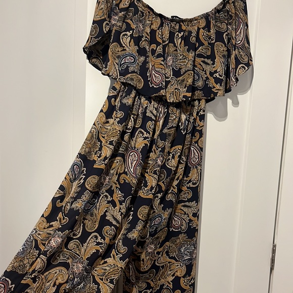 Audrey 3+1 Off-the-shoulder Multi-Coloured Wide-Leg Calf Length Jumpsuit Size M - Picture 6 of 7